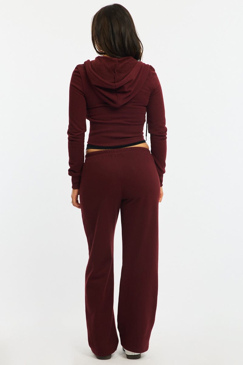 Red Track Pants Wide Leg