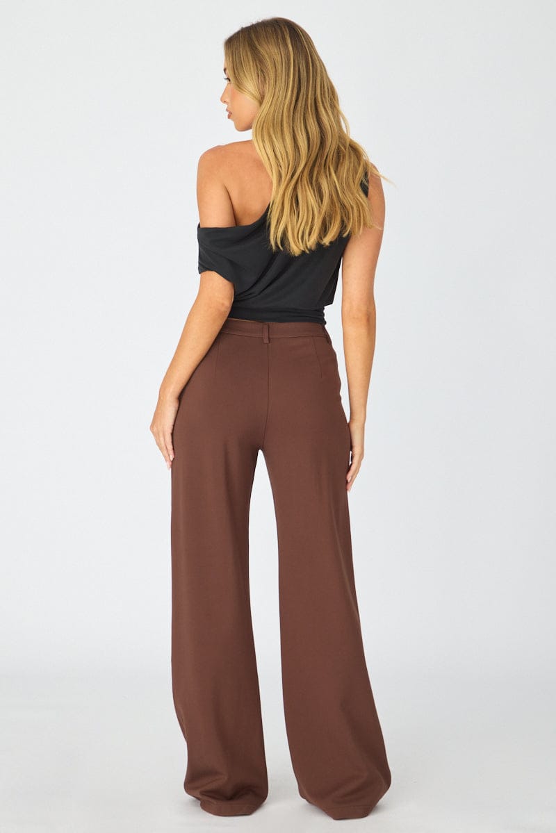 Brown Straight Leg Pants Ponte