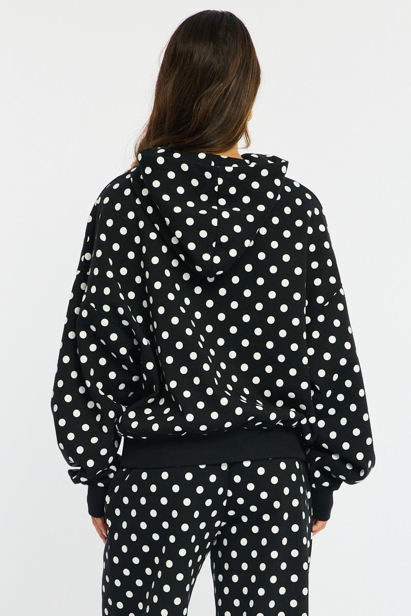 Black Polka Dot Hoodie Sweater