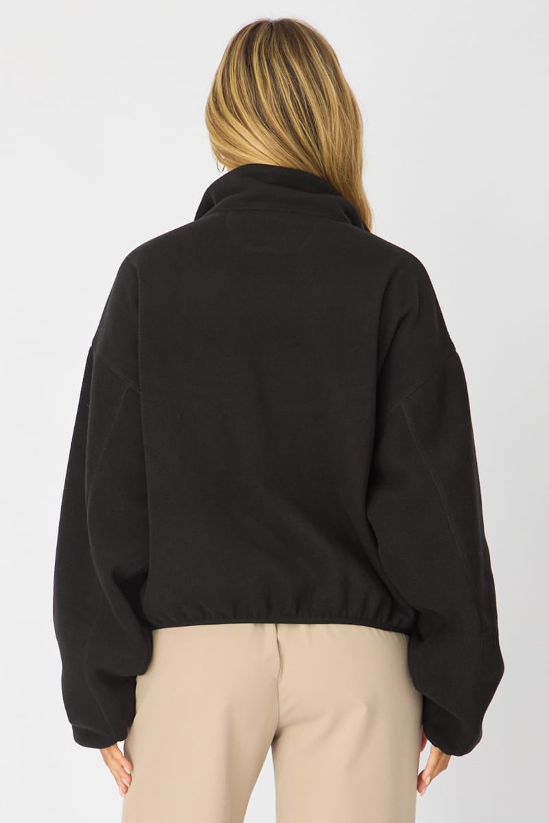 Black Oversized Fit Long Sleeve Fleece Sweater