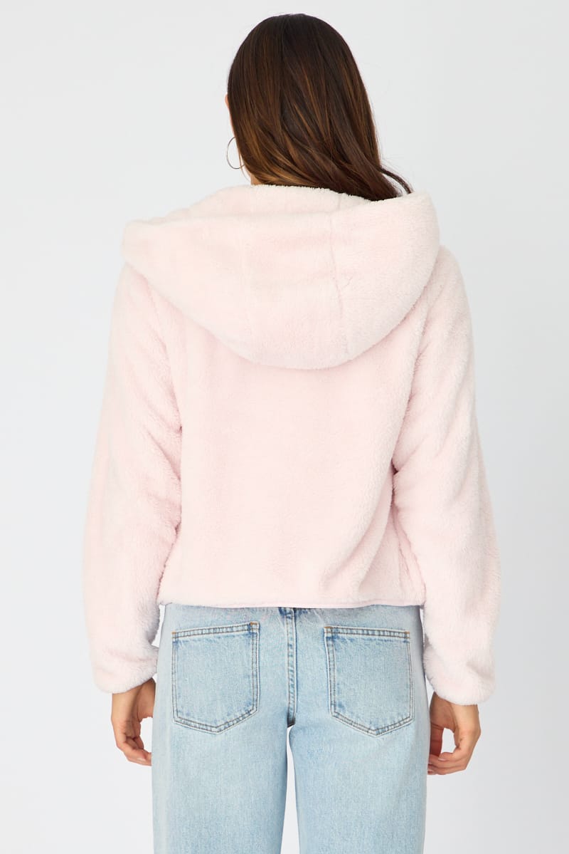 Pink Zip-up Hoodie Ultra Soft Teddy Fleece