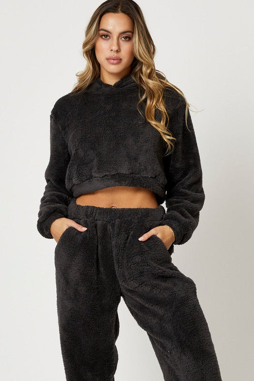 CHARCOAL Teddy Hoodie Top
