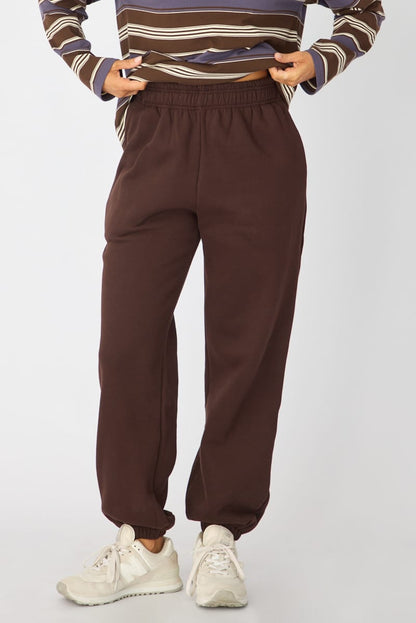 Brown Track Pants Elasticated Waist