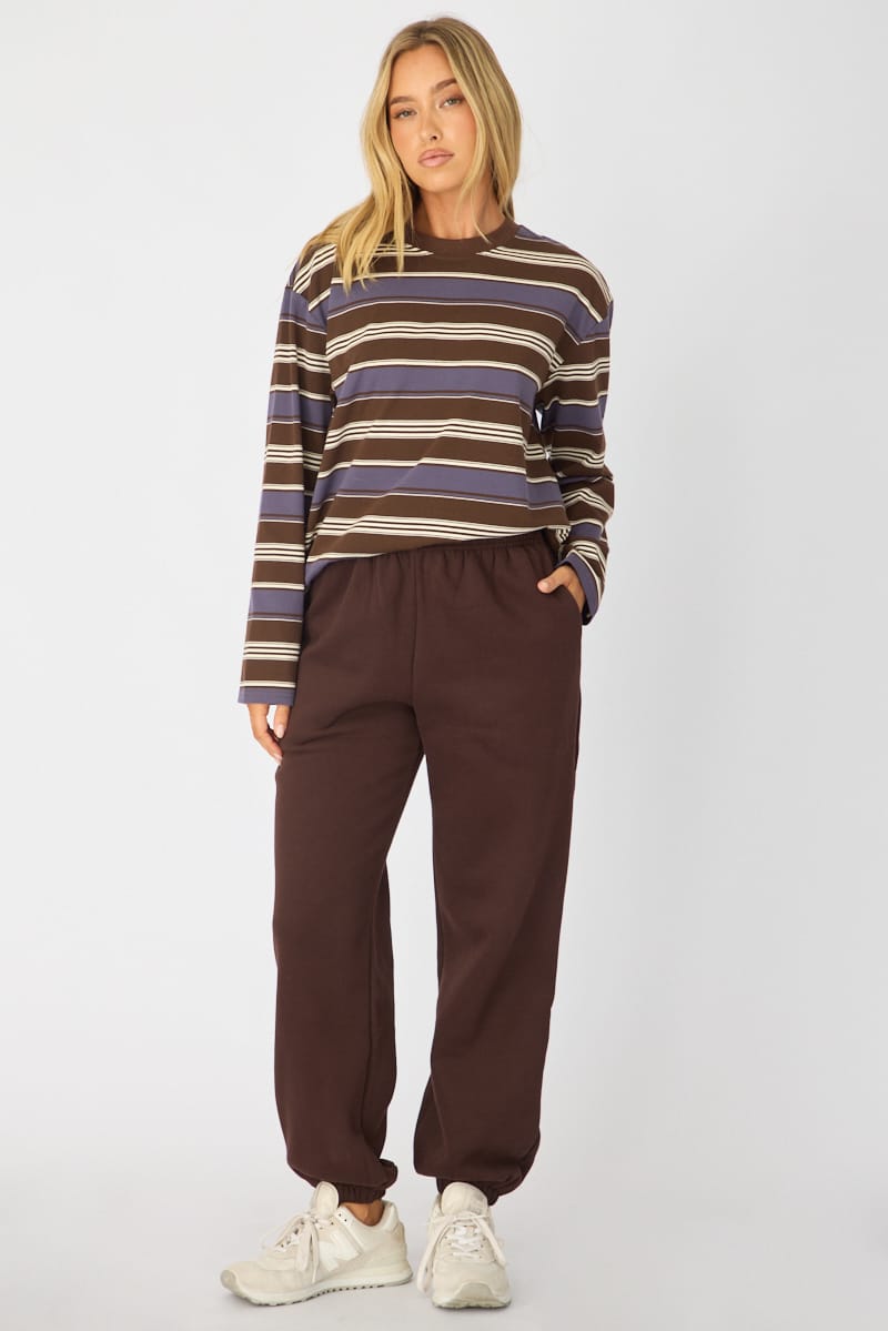 Brown Track Pants Elasticated Waist