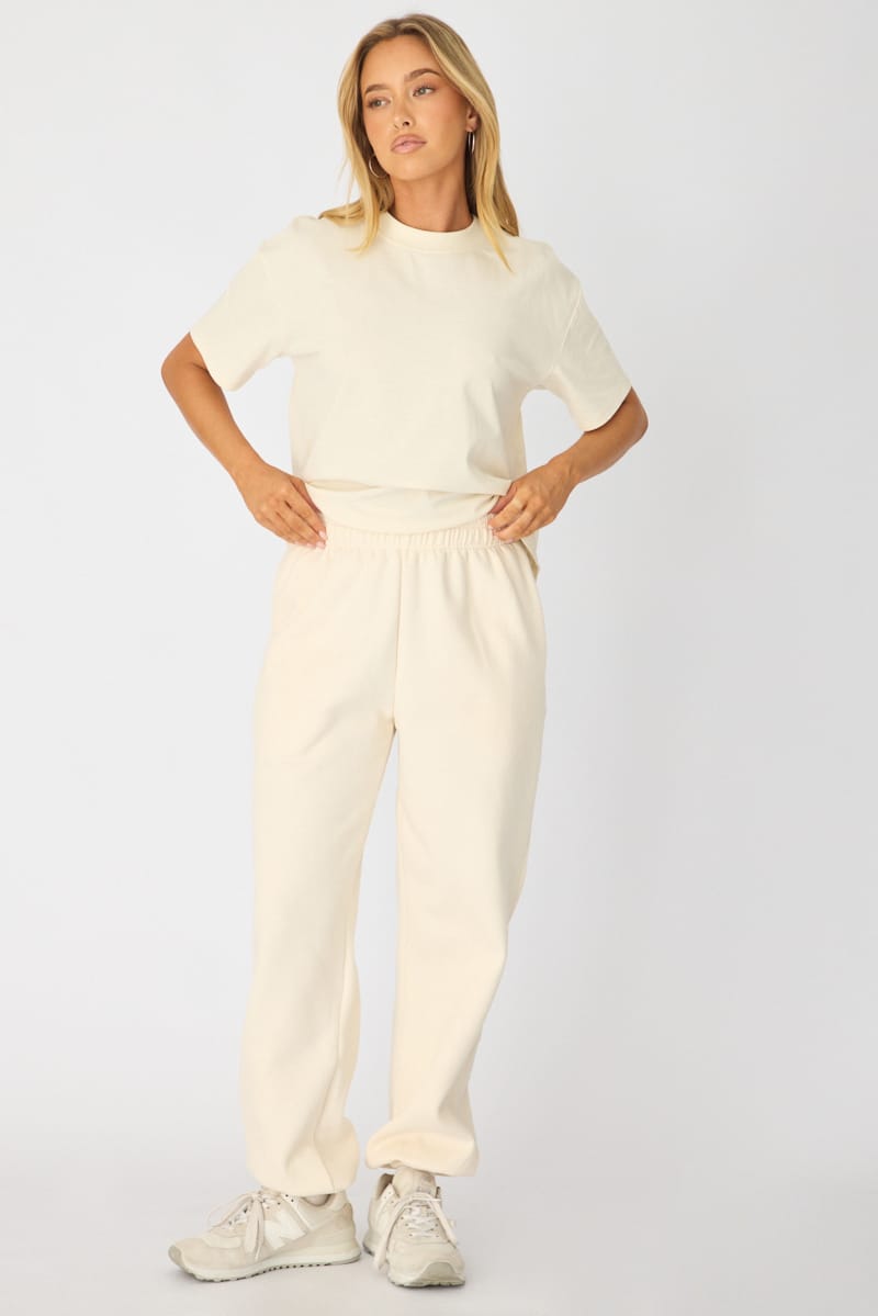 White Track Pants Elasticated Waist