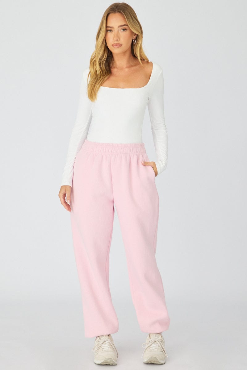 Pink Track Pants Elasticated Waist