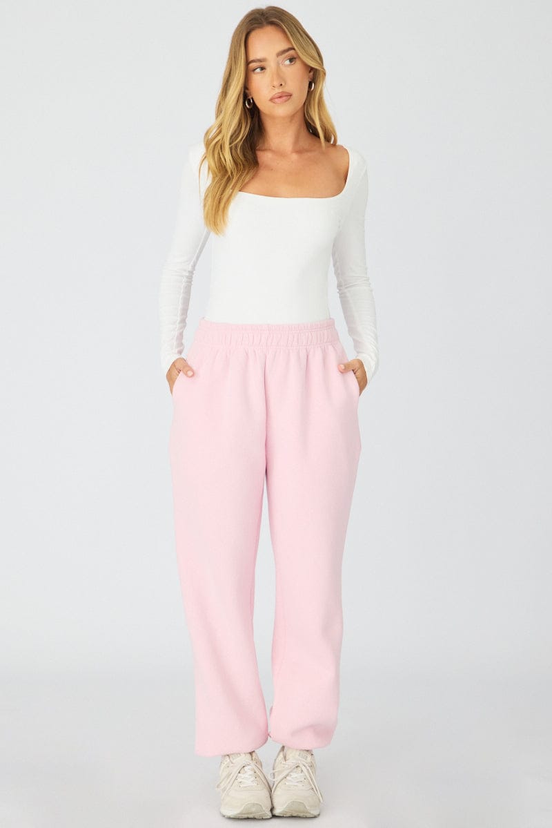 Pink Track Pants Elasticated Waist