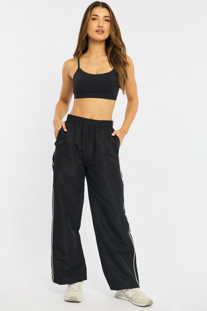 Black Track Pants Wide Leg