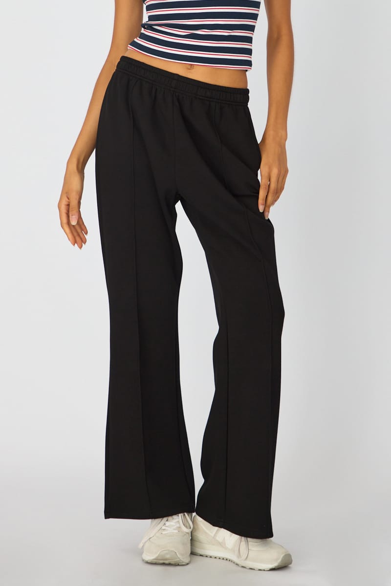 Black Track Pants Wide Leg