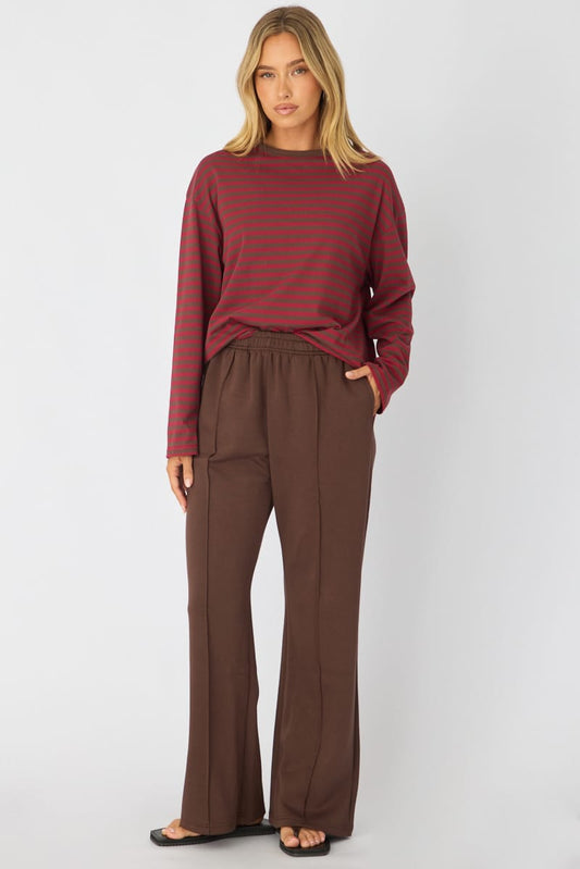 Brown Track Pants Wide Leg