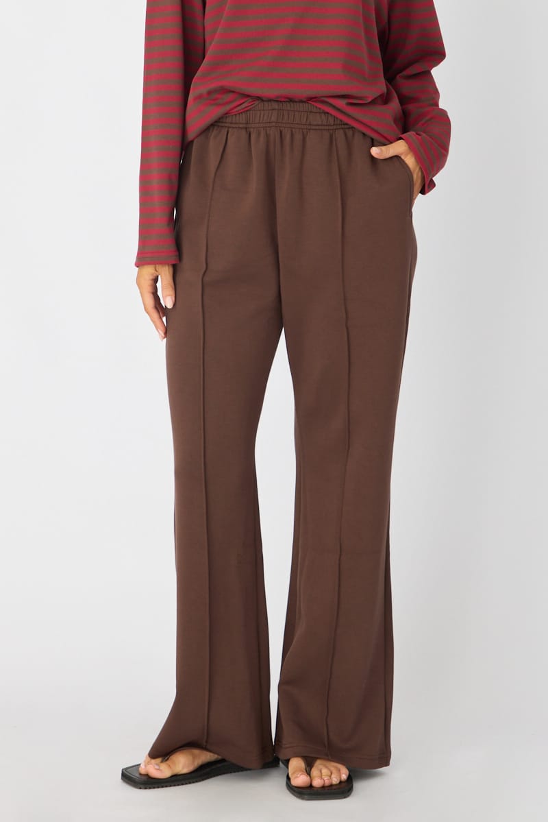 Brown Track Pants Wide Leg