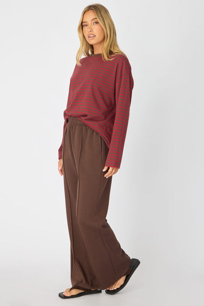 Brown Track Pants Wide Leg