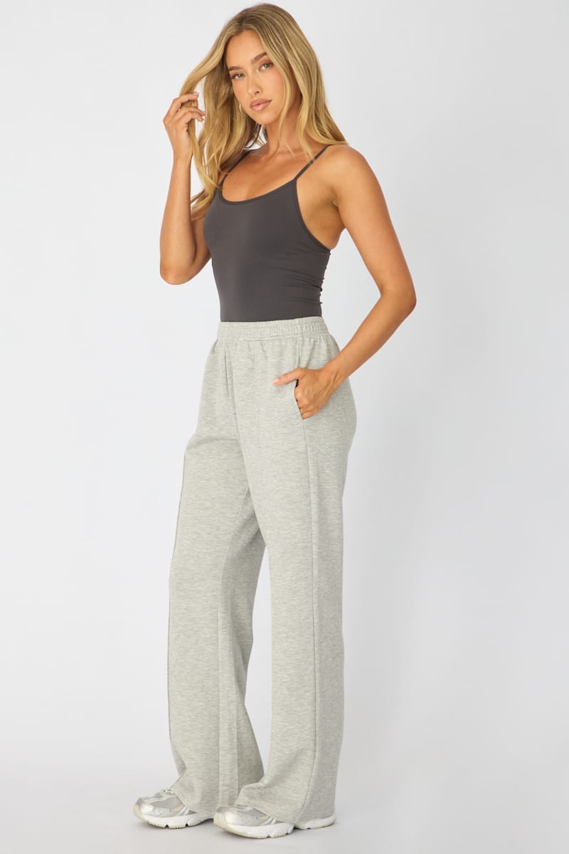 Grey Track Pants Wide Leg