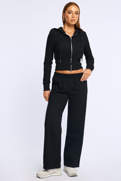 Black Track Pants Wide Leg