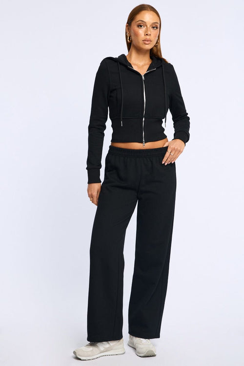Black Track Pants Wide Leg