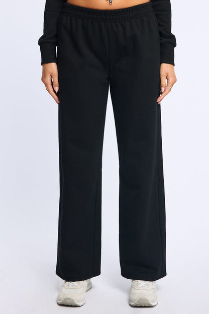 Black Track Pants Wide Leg