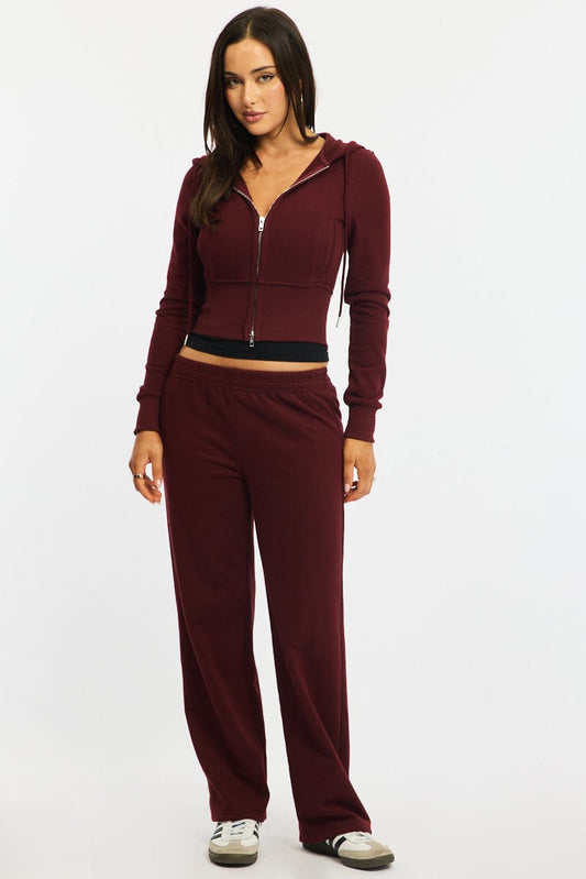 Red Track Pants Wide Leg