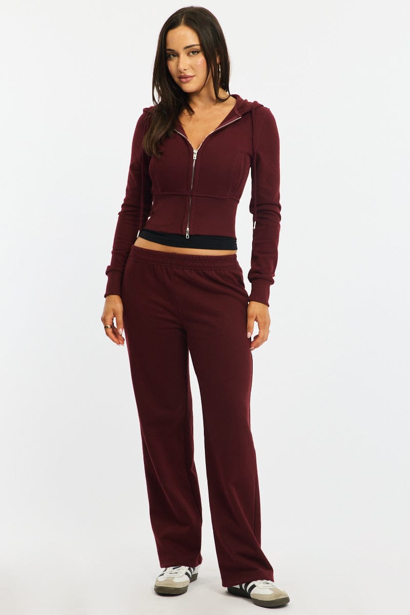 Red Track Pants Wide Leg