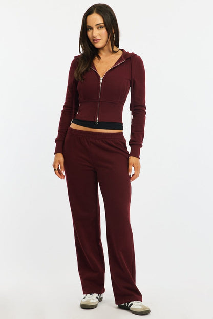 Red Track Pants Wide Leg