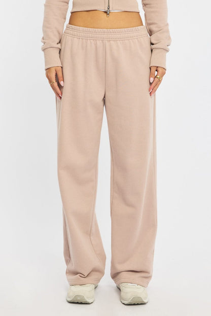 Brown Track Pants Wide Leg