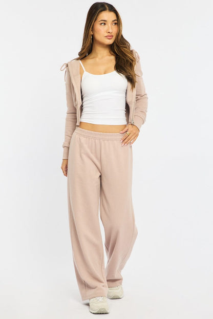 Brown Track Pants Wide Leg