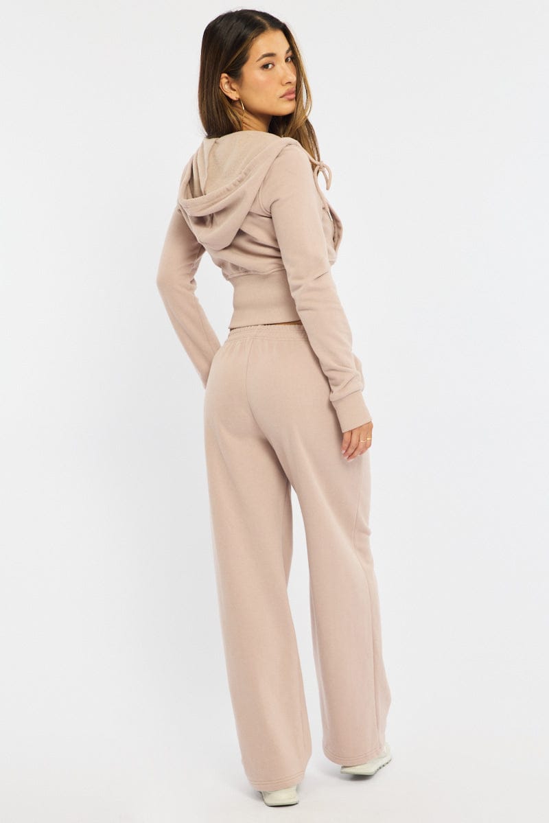 Brown Track Pants Wide Leg