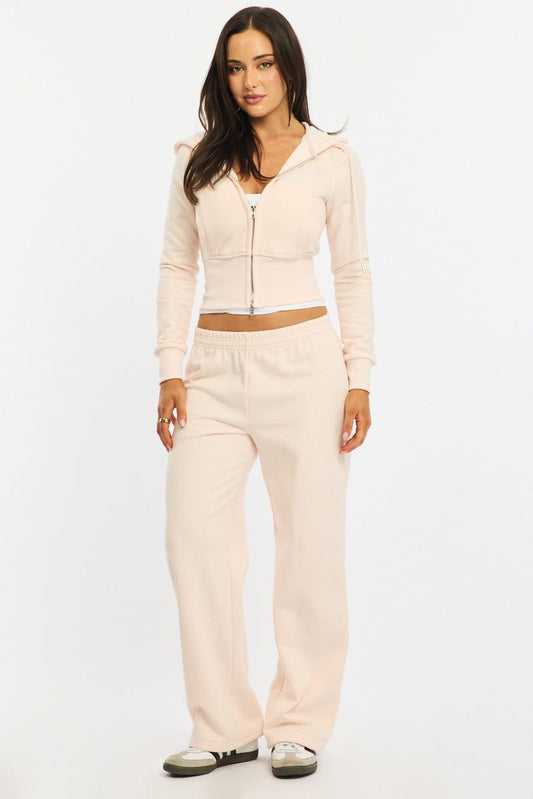 Pink Track Pants Wide Leg