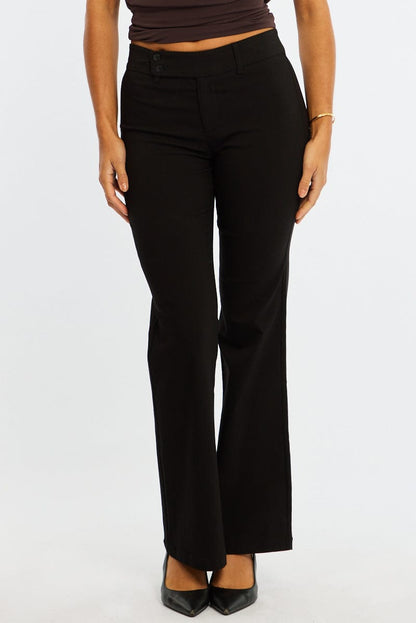 Black Work Wear Pants Mid Rise