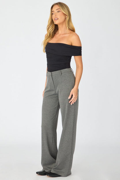 Grey Straight Leg Pants Ponte