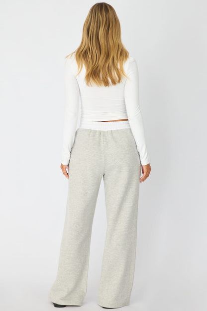 Grey Track Pants Contrast Waist