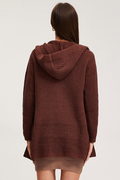 Brown Knit Cardigan Long Sleeve Relaxed