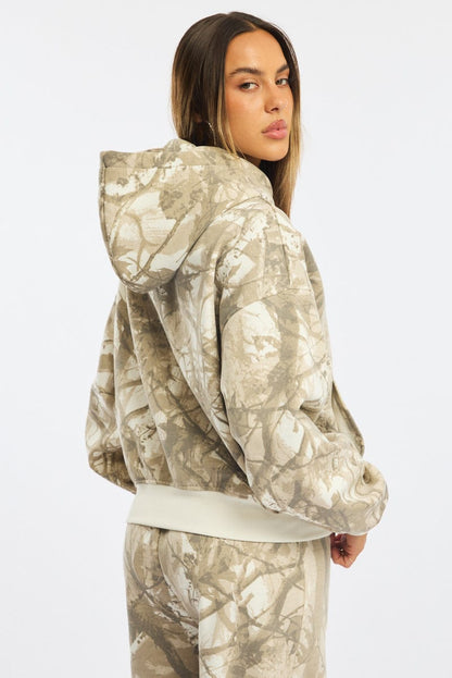 Green Print Hoodie Sweater