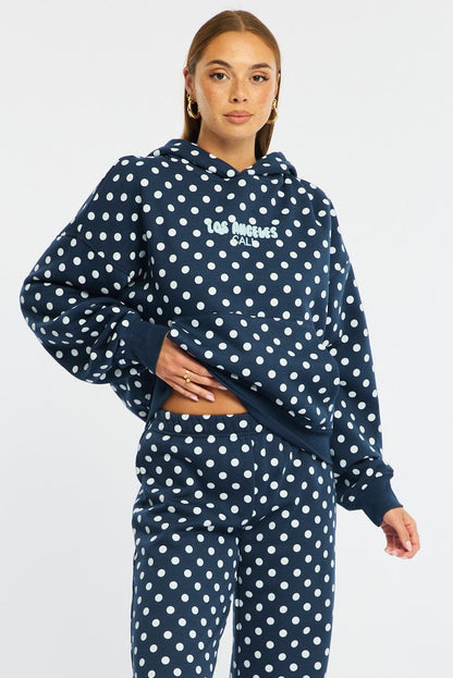Blue Polka Dot Hoodie Sweater