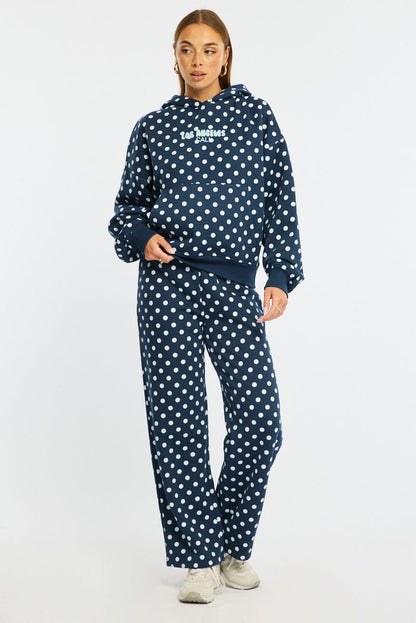 Blue Polka Dot Hoodie Sweater