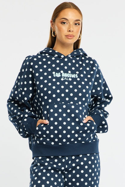 Blue Polka Dot Hoodie Sweater