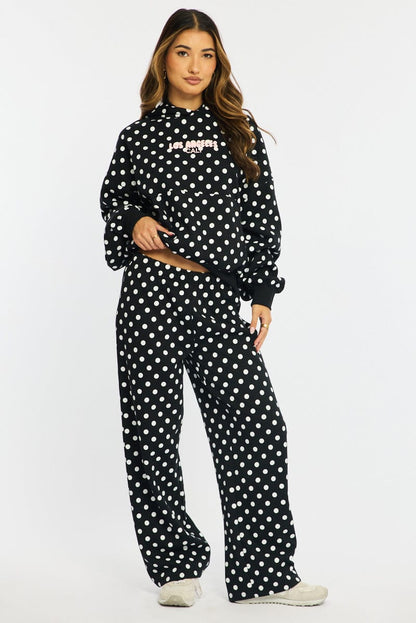 Black Polka Dot Hoodie Sweater