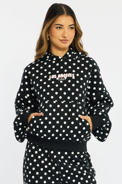 Black Polka Dot Hoodie Sweater