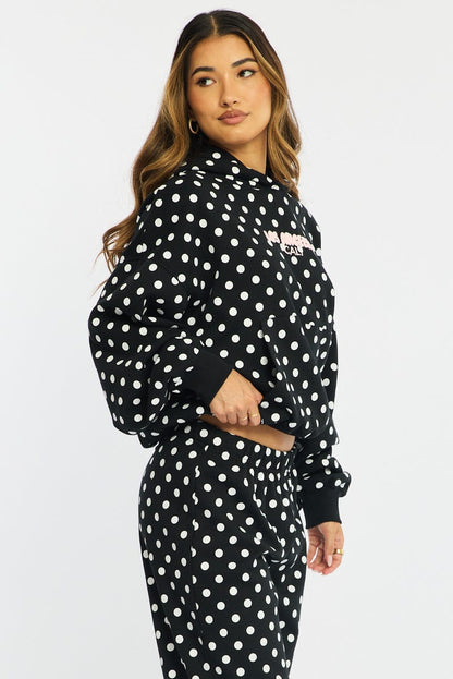 Black Polka Dot Hoodie Sweater