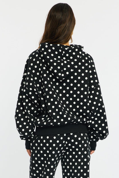 Black Polka Dot Hoodie Sweater