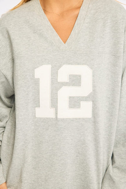 Grey V-neck Sweater Long Sleeve