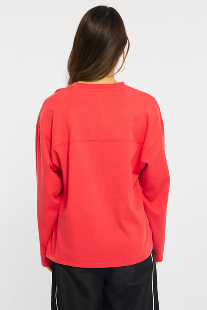 Red V-neck Sweater Long Sleeve