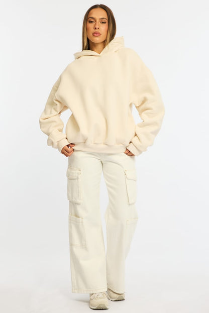 White Graphic Hoodie Sweater Long Sleeve