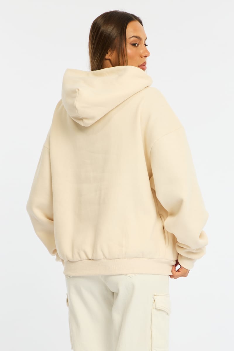 White Graphic Hoodie Sweater Long Sleeve