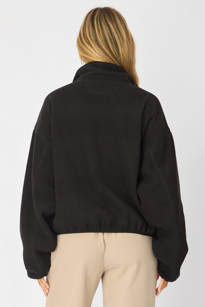 Black Oversized Fit Long Sleeve Fleece Sweater