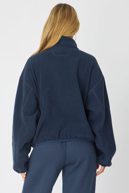 Blue Oversized Fit Long Sleeve Fleece Sweater