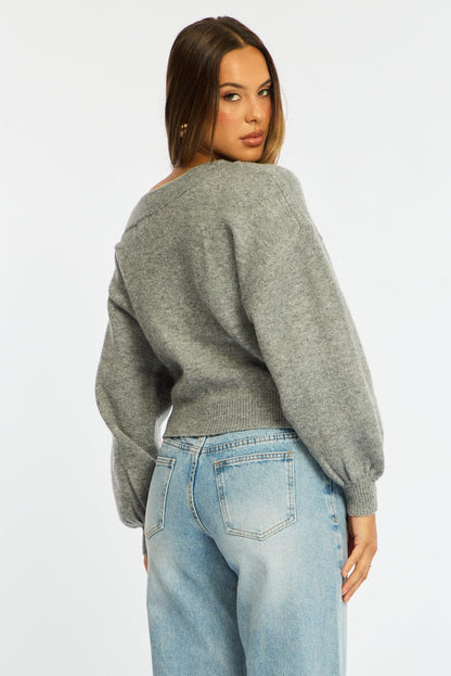 Grey Off Shoulder Sweater