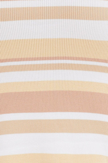 Stripe High Waist Side Split Knit Midi Skirt