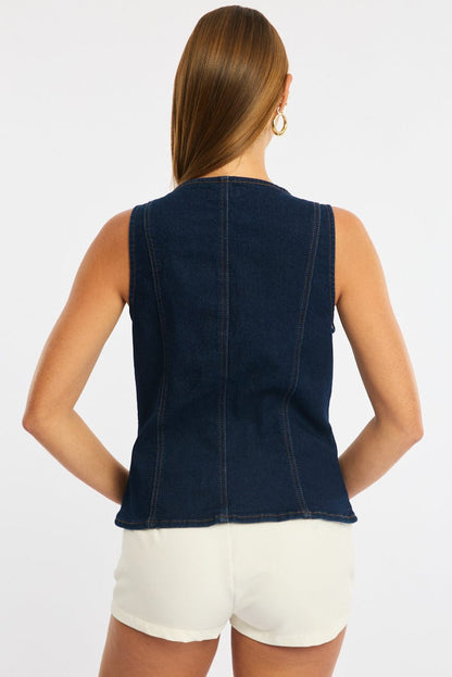 Denim Vest Square Neck