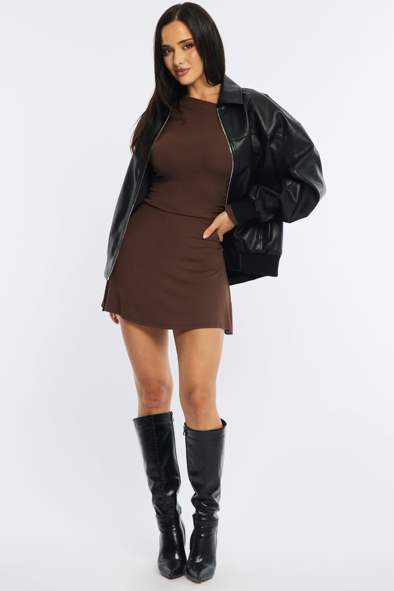 Black Bomber Jacket Faux Leather