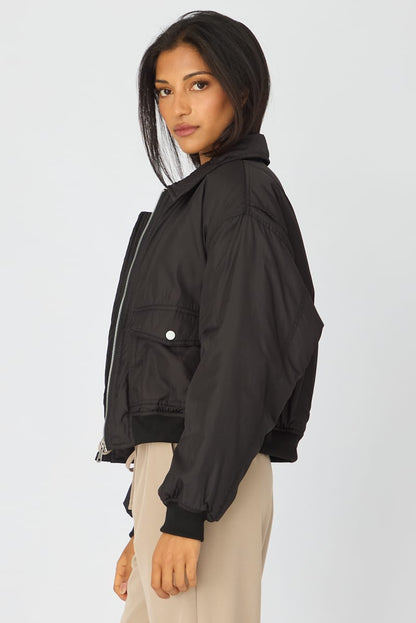 Black Bomber Jacket Collared